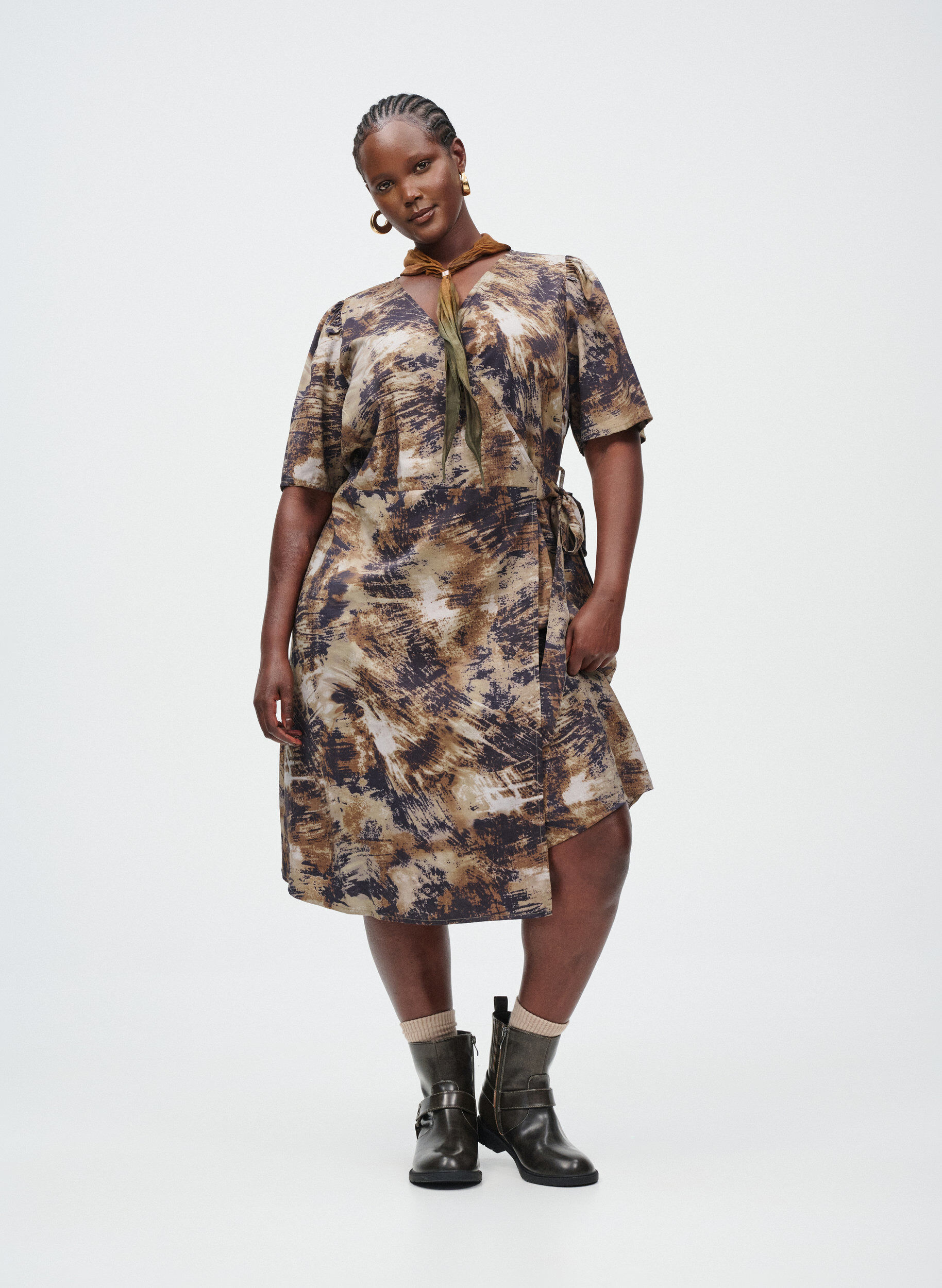 ZizziBedrukte wikkeljurk, Groen, Image image number 0