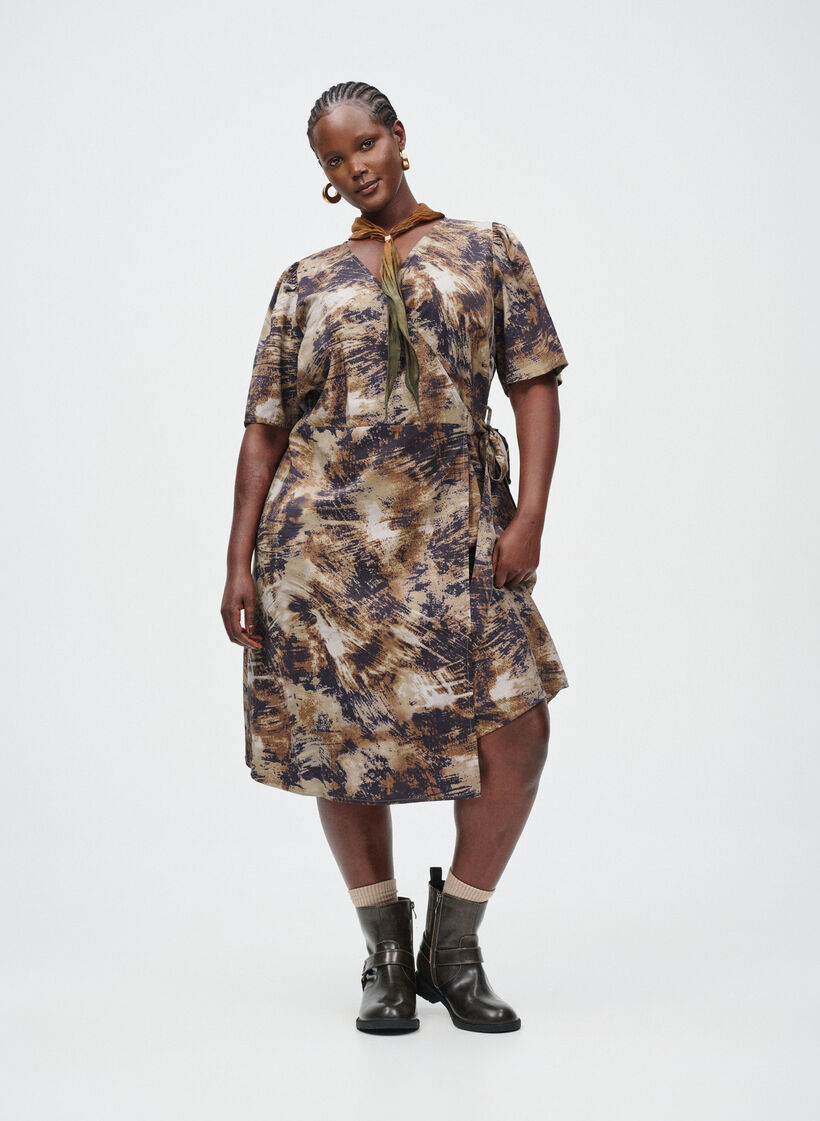 Bedrukte wikkeljurk, Groen, Image image number 0