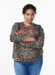 Sweatshirt met luipaardprint en statementprint, Bruin, Model image number 0