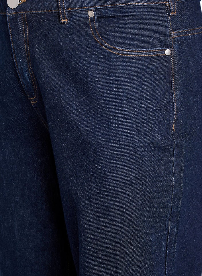 Straight-fit jeans met wijde pijpen en omslagen, Blauw, Packshot