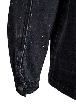 ZizziDenimjas met rhinestones en grote zakken aan de voorkant, Grey Denim, Packshot image number 4