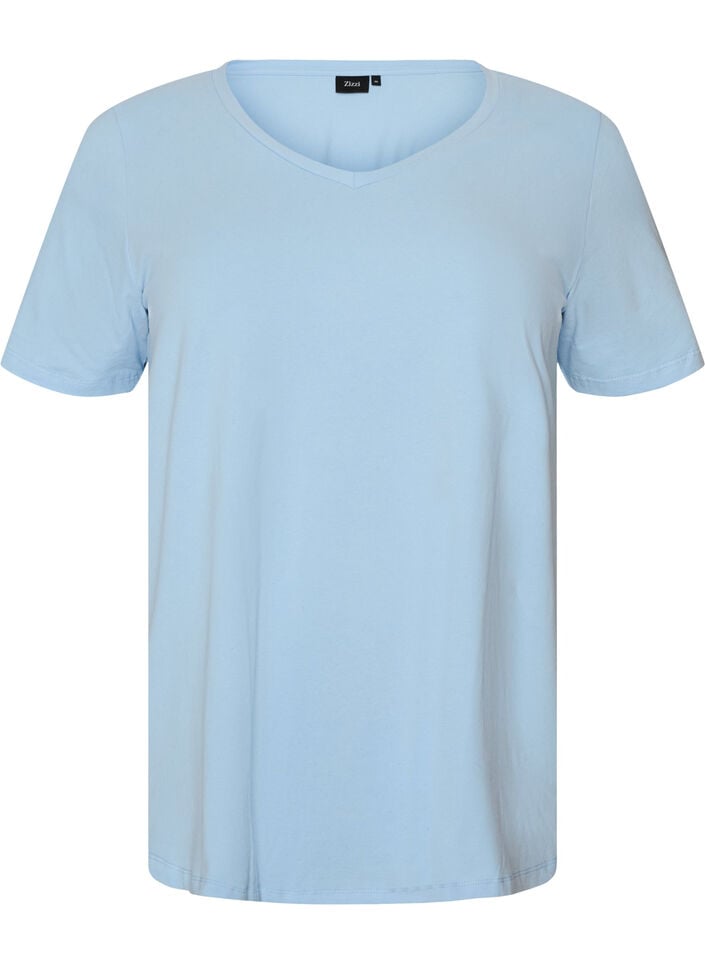 Basic t-shirt in effen kleur met katoen, Blauw, Packshot image number 0