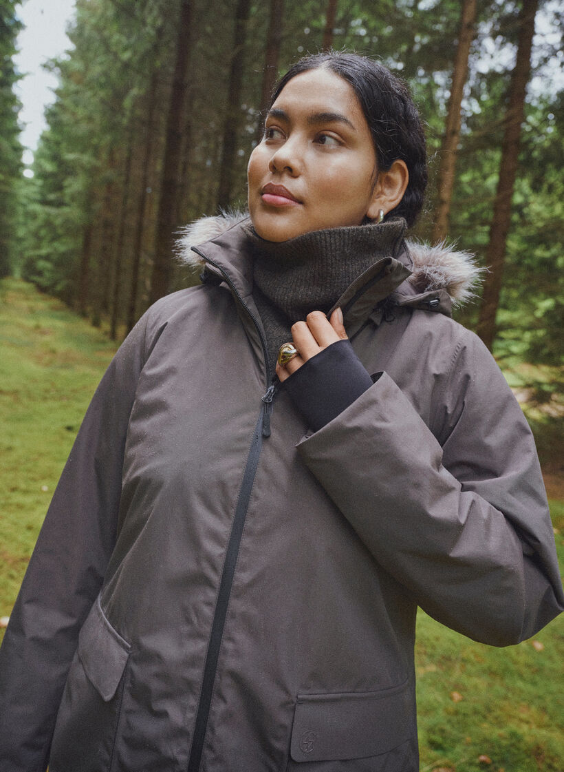 Waterdichte parka met capuchon, Bruin, Image image number 0