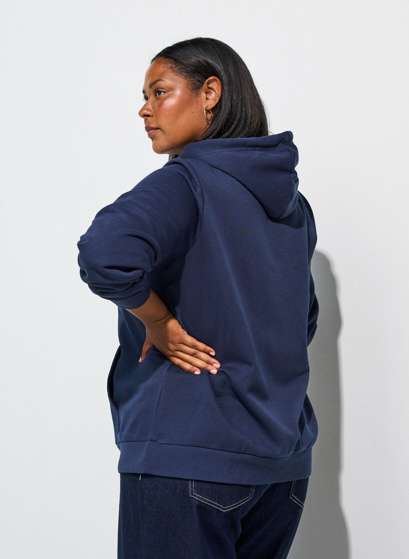Sweatshirt met capuchon, ritssluiting en zakken, Blauw, Model image number 2