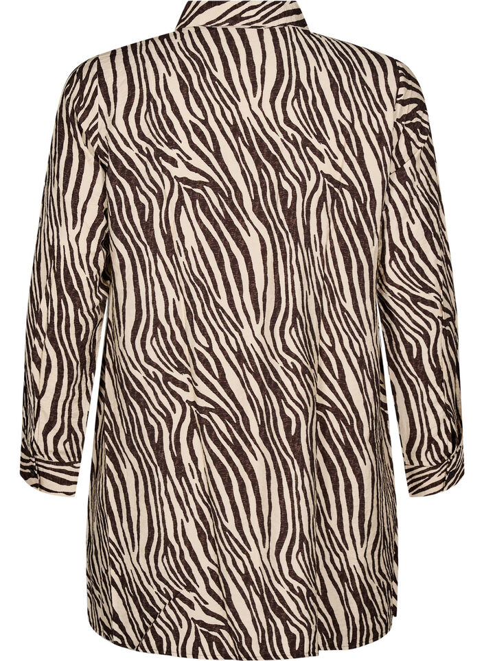 Lange blouse met zebraprint, Bruin, Packshot image number 1