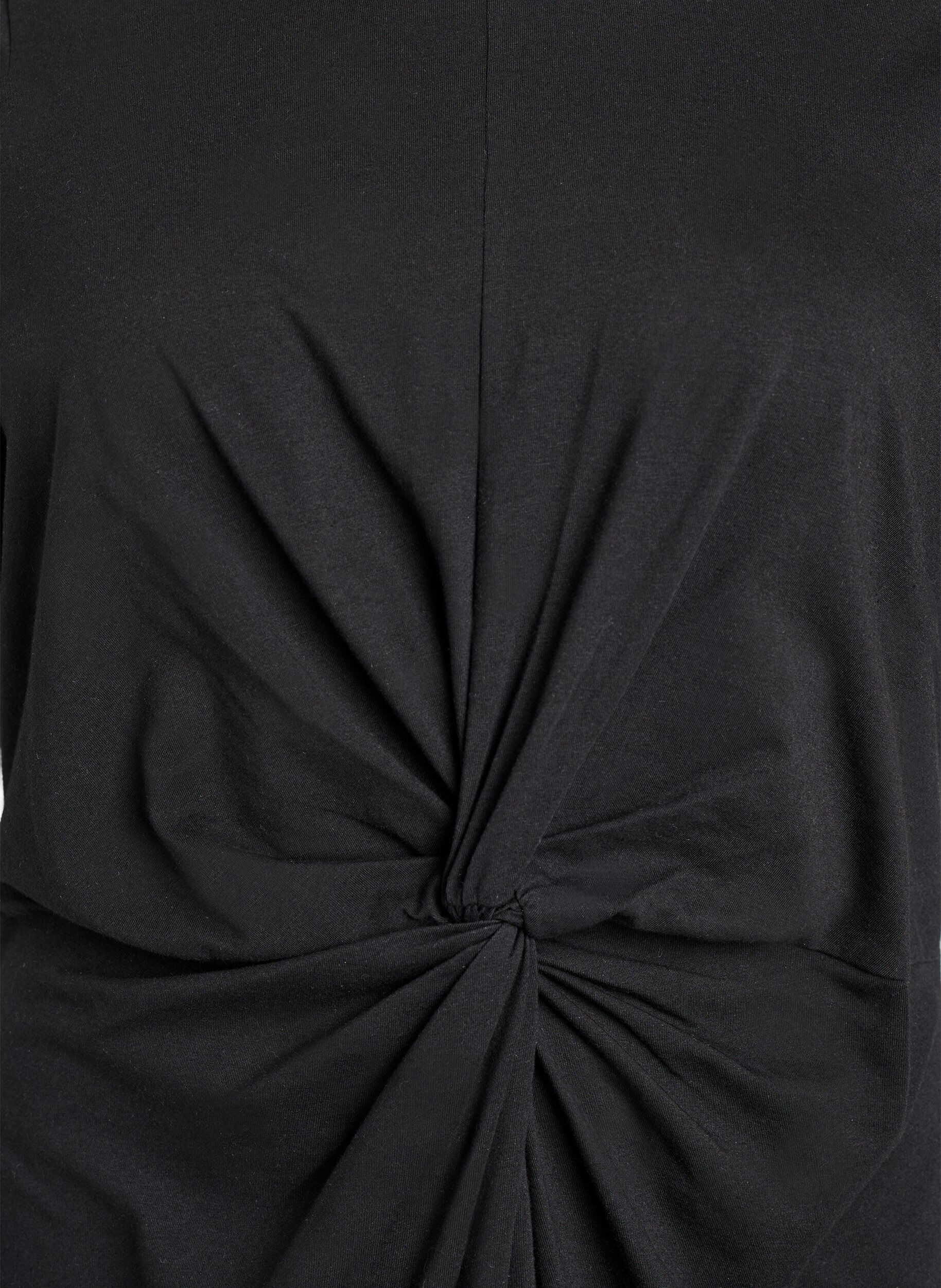 ZizziKatoenen jurk met twistdetail, Zwart, Packshot image number 2