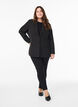 Leggings met glitterstreep en splits, Zwart, Model image number 1