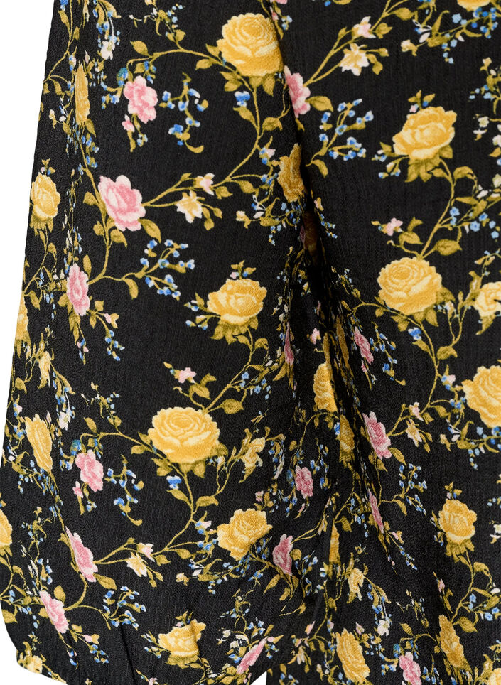 Blouse van viscose met patroon en 3/4-mouwen, Zwart, Packshot image number 3