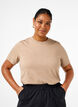 Basic katoenen T-shirt met ronde hals, Beige, Model image number 0