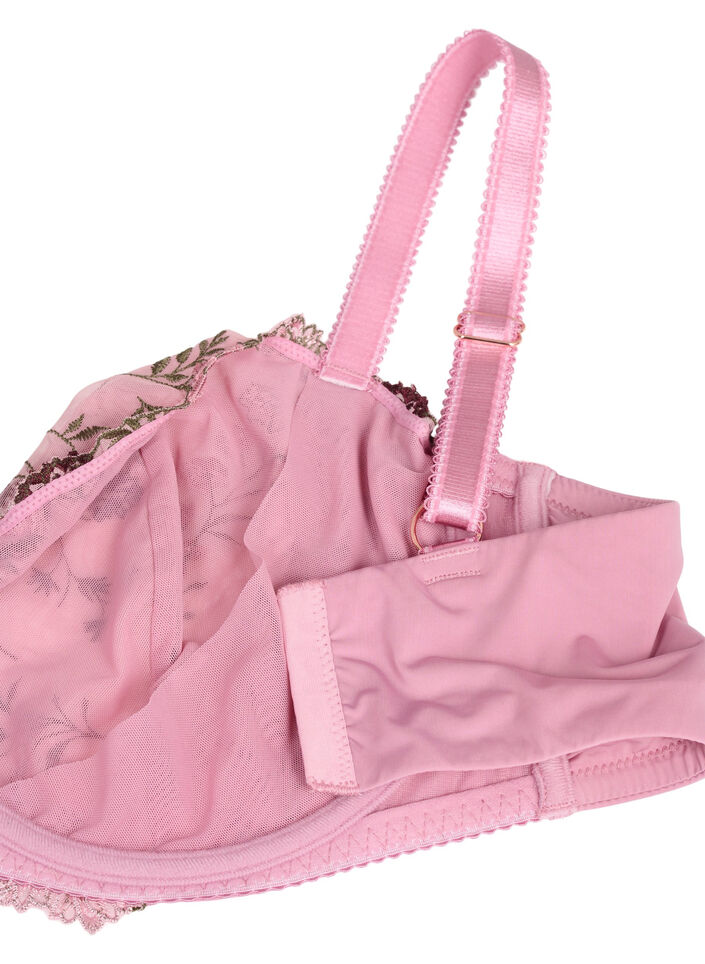 Balconette bh met geborduurde bloemen, Roze, Packshot image number 3