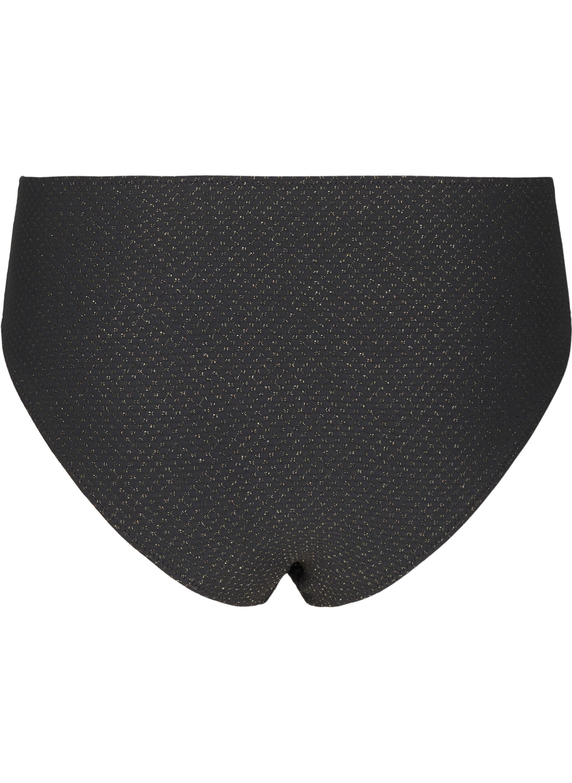 ZizziBikinibroekje met glitter en een tai-snit, Zwart, Packshot image number 1