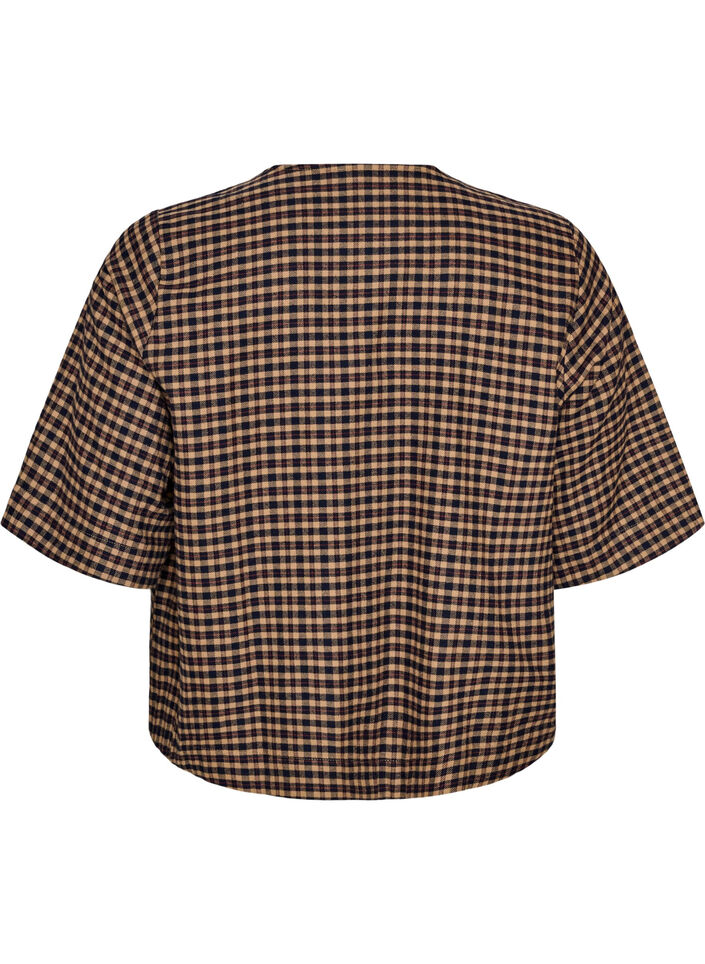 Geruite blouse met borstzakken, Bruin, Packshot