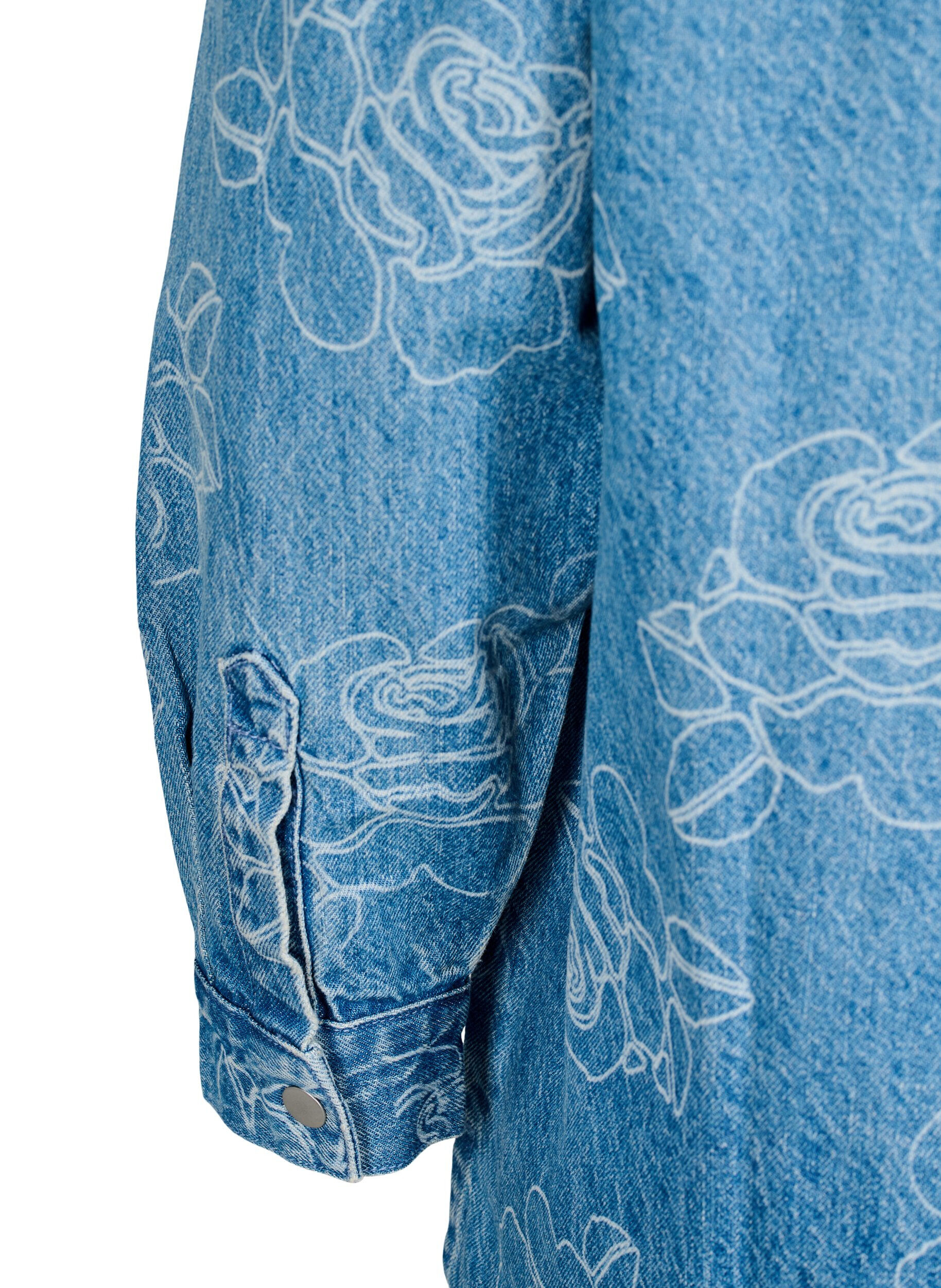 ZizziDenim jasje met bloemen, Light Blue Denim, Packshot image number 3