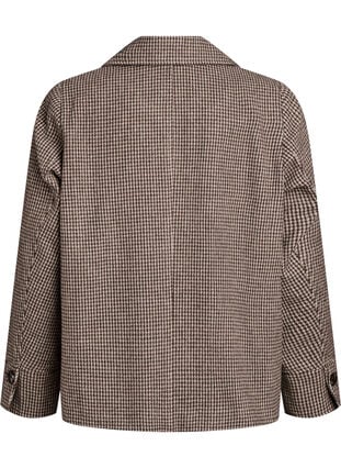 ZizziKorte blazer met dubbele rij knopen, Brown Check , Packshot image number 1