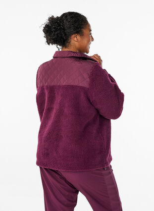 ZizziFleecejack met gewatteerde details, Grape Wine, Model image number 1