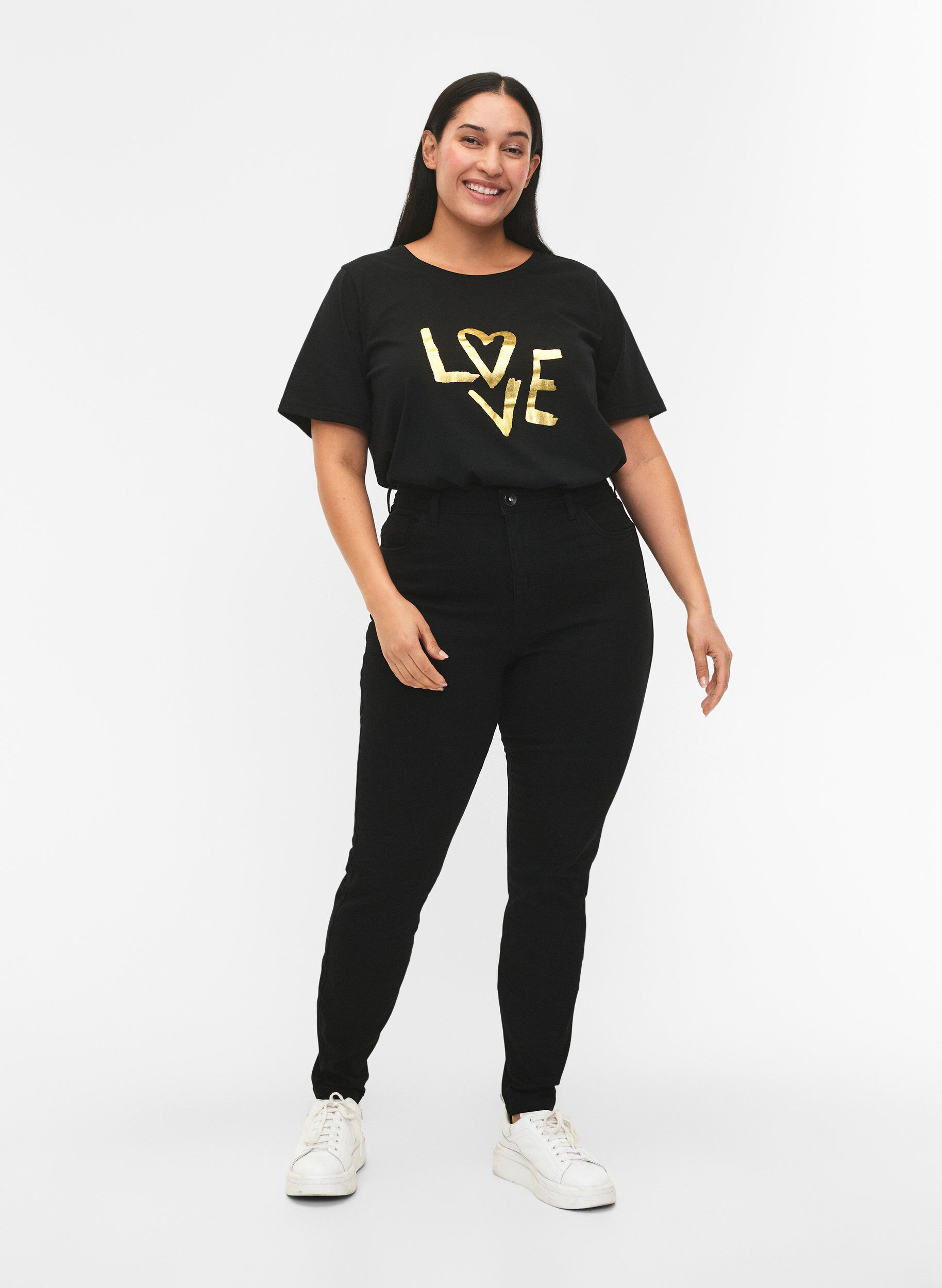 Jeans met super slanke pasvorm, Zwart, Model