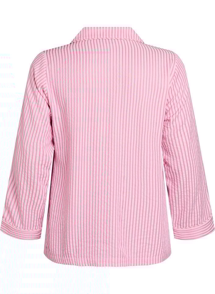 Seersucker-pyjamahemd met lange mouwen, Roze, Packshot