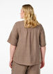 Overhemd blouse met V-hals en korte mouwen, Bruin, Model image number 2