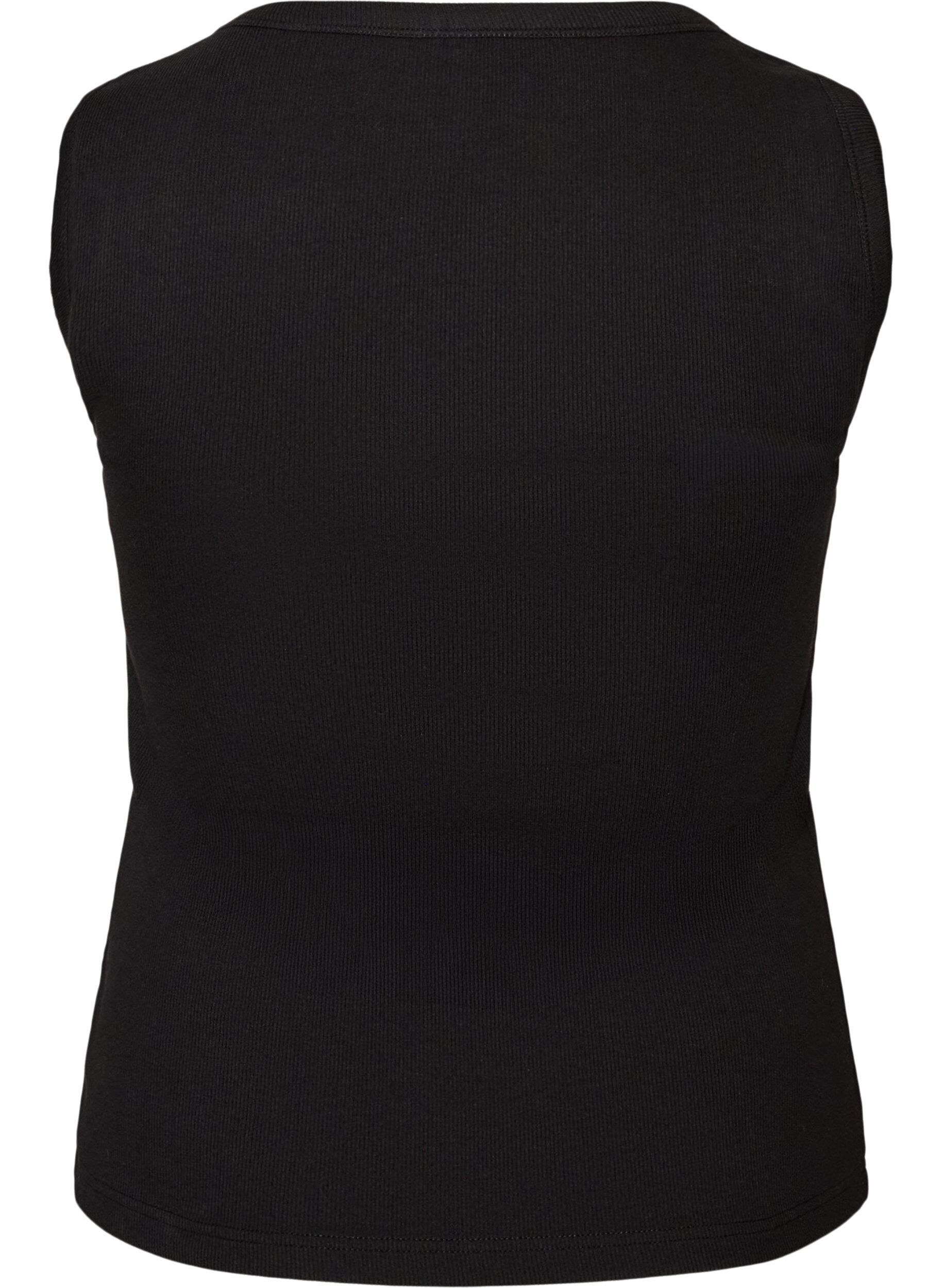 ZizziRib top met vierkante halslijn, Zwart, Packshot image number 1