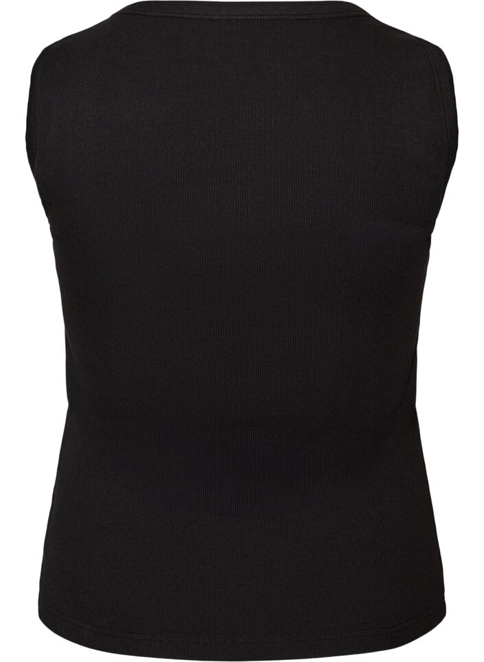 Rib top met vierkante halslijn, Zwart, Packshot image number 1