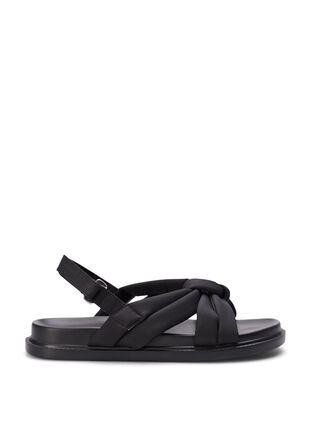 ZizziSandaal met brede pasvorm en knoopdetail, Black, Packshot image number 0