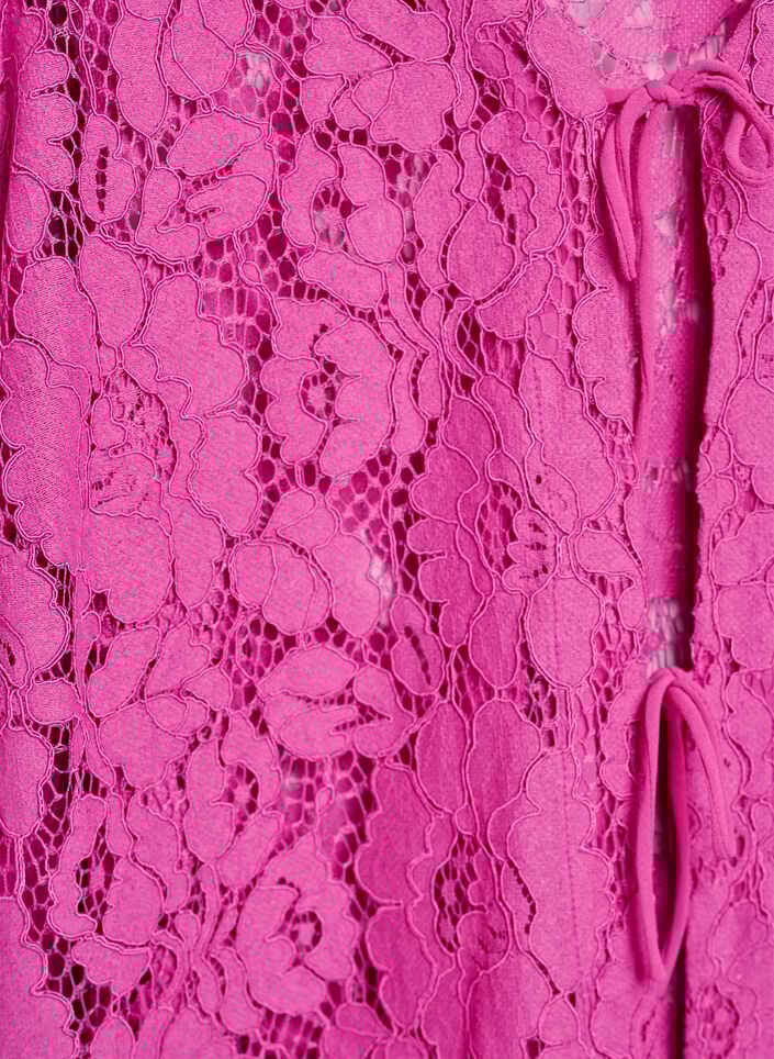 Kanten blouse met 3/4 mouwen en strikjes aan de voorkant, Purple Orchid, Packshot