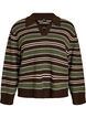 Gebreide blouse met strepen en polokraag, Bruin, Packshot image number 0