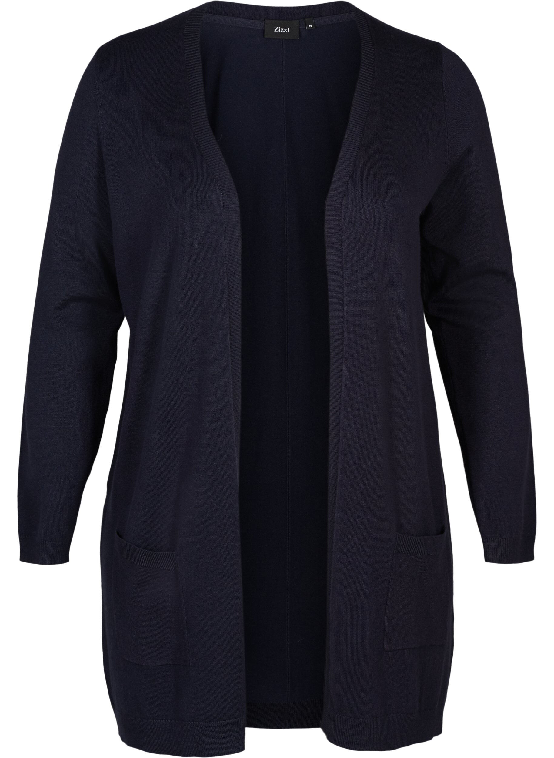 ZizziLang gebreid vest in viscosemix, Blauw, Packshot image number 0