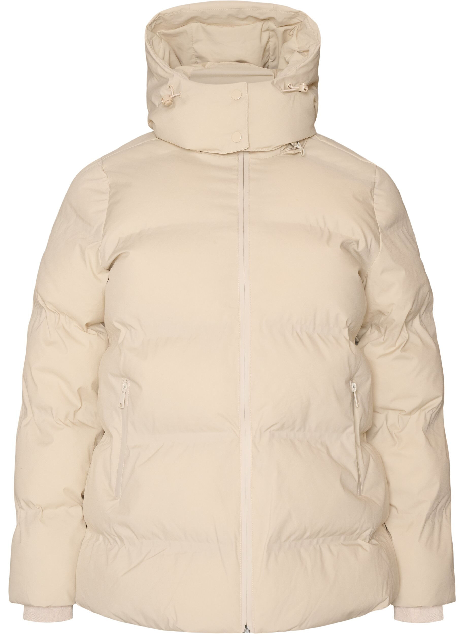ZizziKorte gewatteerde jas met afneembare capuchon, Vanille, Packshot image number 0