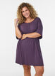 Nachtjapon in viscose jersey met een geribde textuur, Paars, Model image number 0