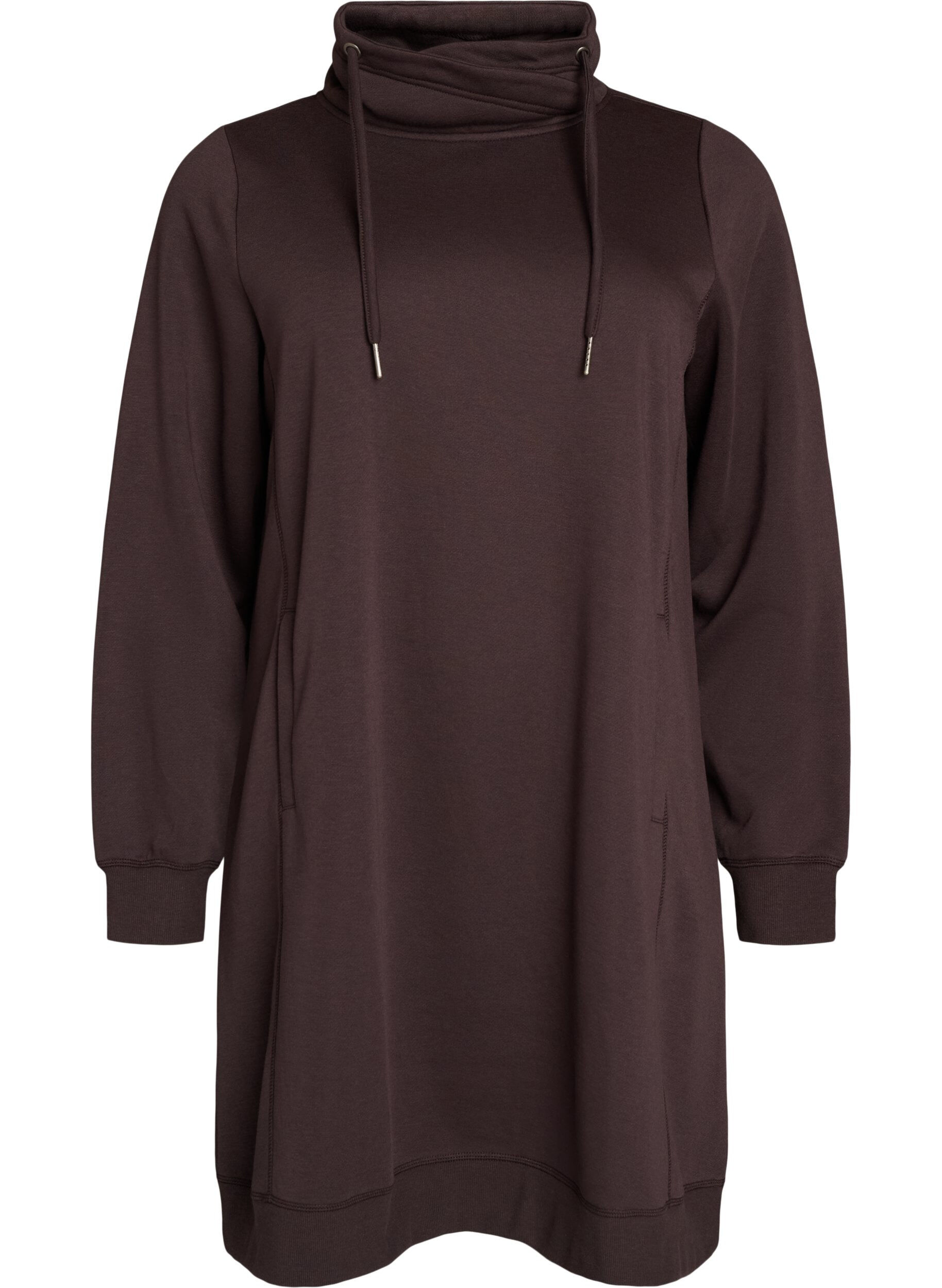 FLASH - Kort sweatshirt jurk met hoge kraag en zakken