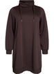 Kort sweatshirt jurk met hoge kraag en zakken, Bruin, Packshot image number 0
