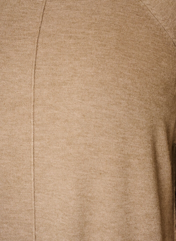 Korte gebreide jurk met raglanmouwen en een middennaad, Beige, Packshot image number 2