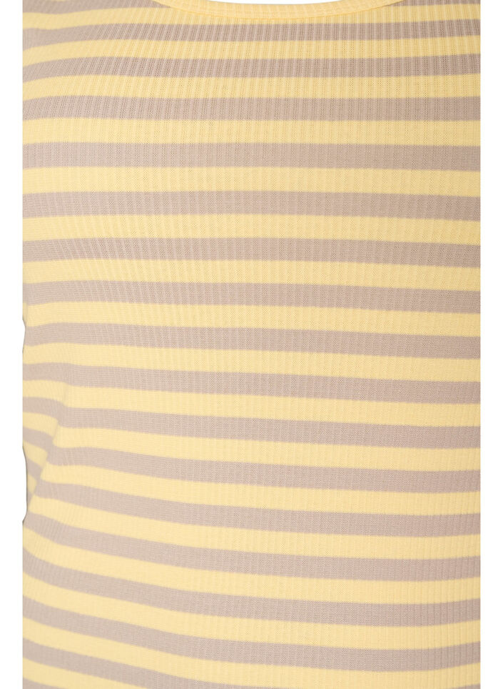 Gestreepte tanktop met een ribstructuur, Geel, Packshot image number 2
