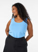 Effen basic top in katoen, Blauw, Model image number 0