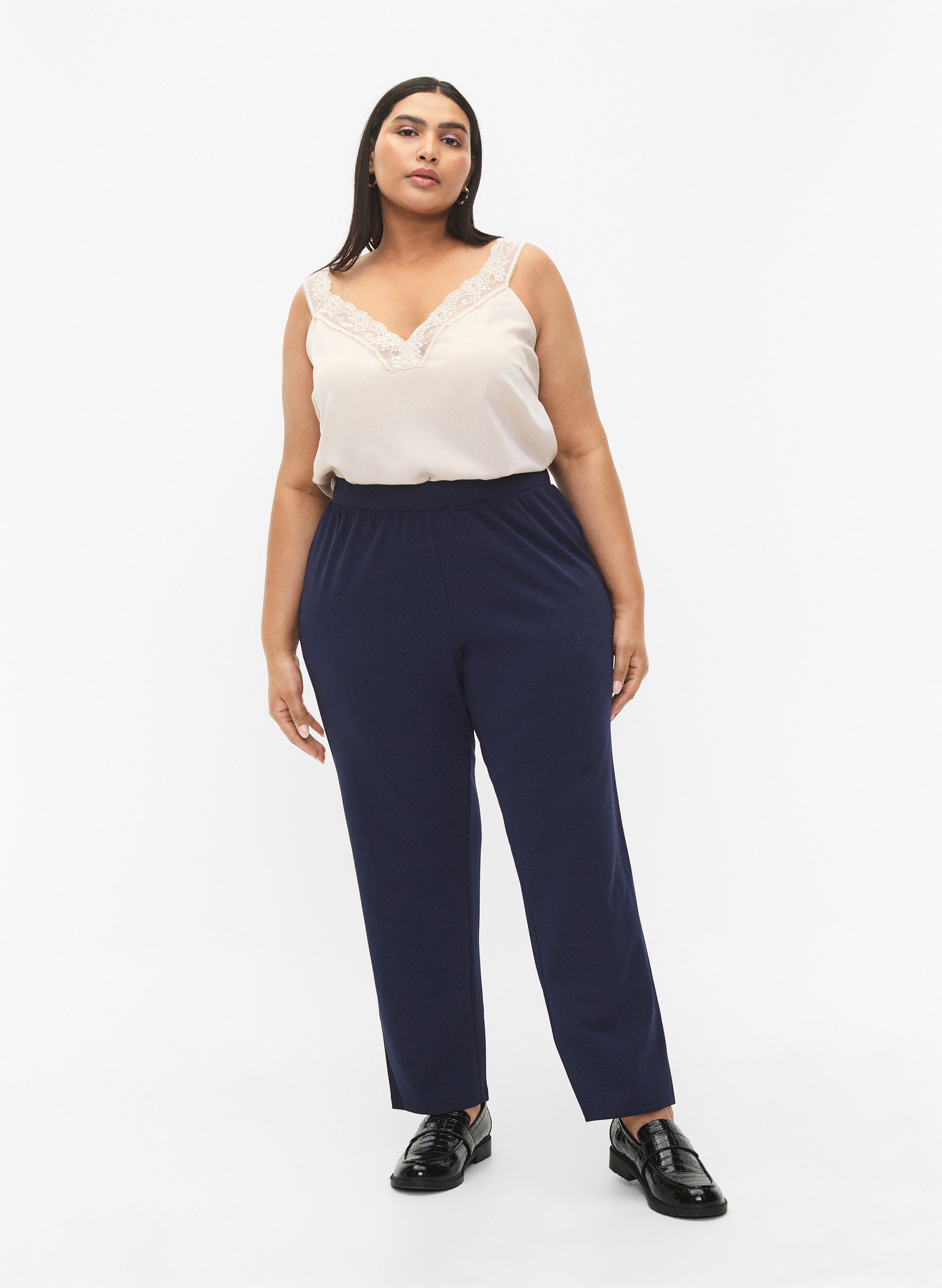 ZizziBroek met rechte pasvorm, Blauw, Model image number 0