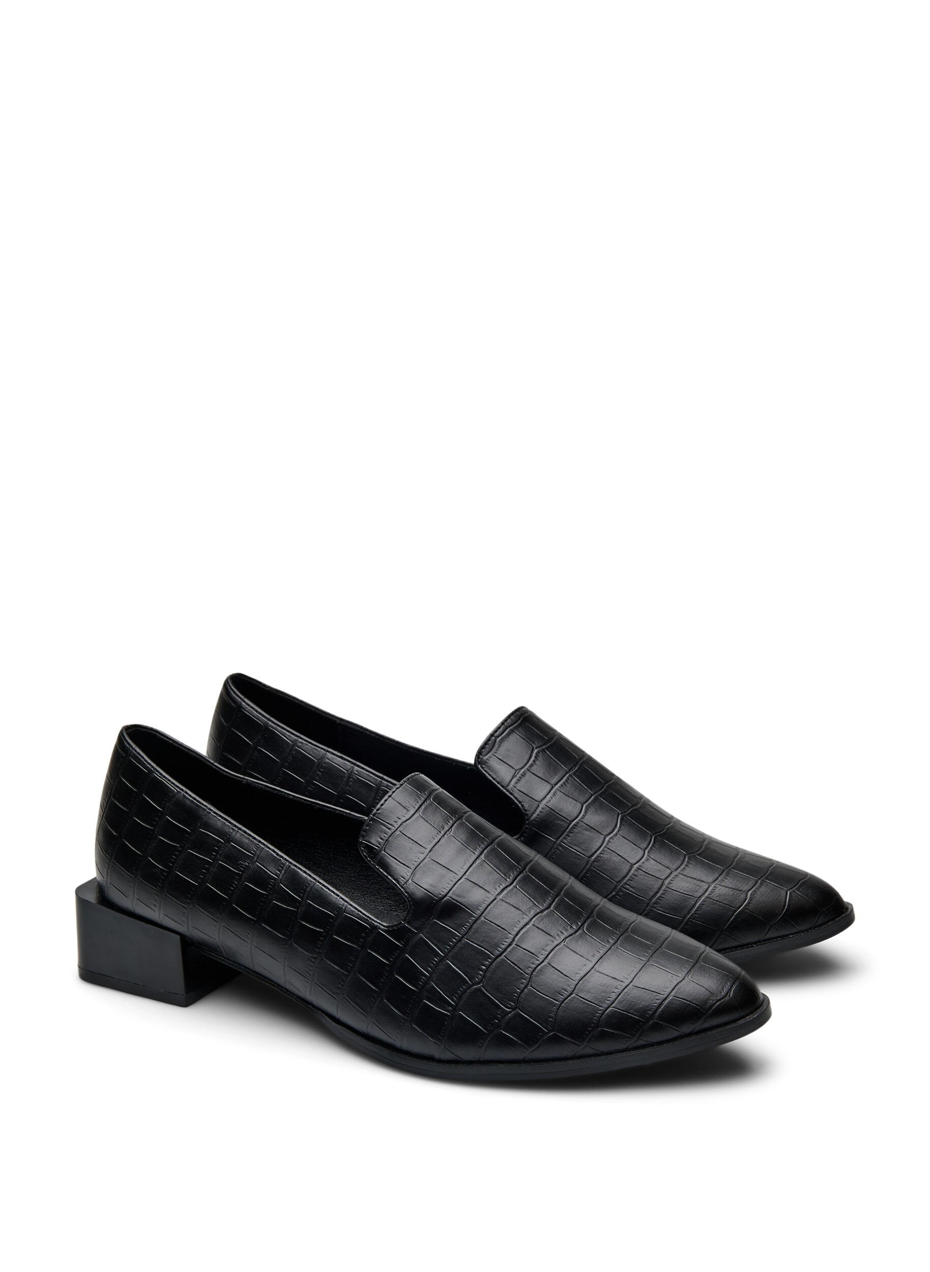 ZizziWide fit - Loafers met een krokodilleneffect, Zwart, Packshot image number 1