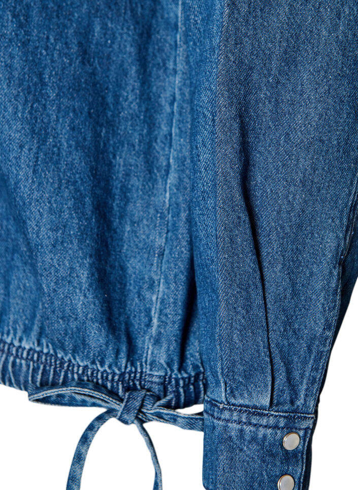 Denim blouse met ballonpasvorm, Blauw, Packshot image number 3