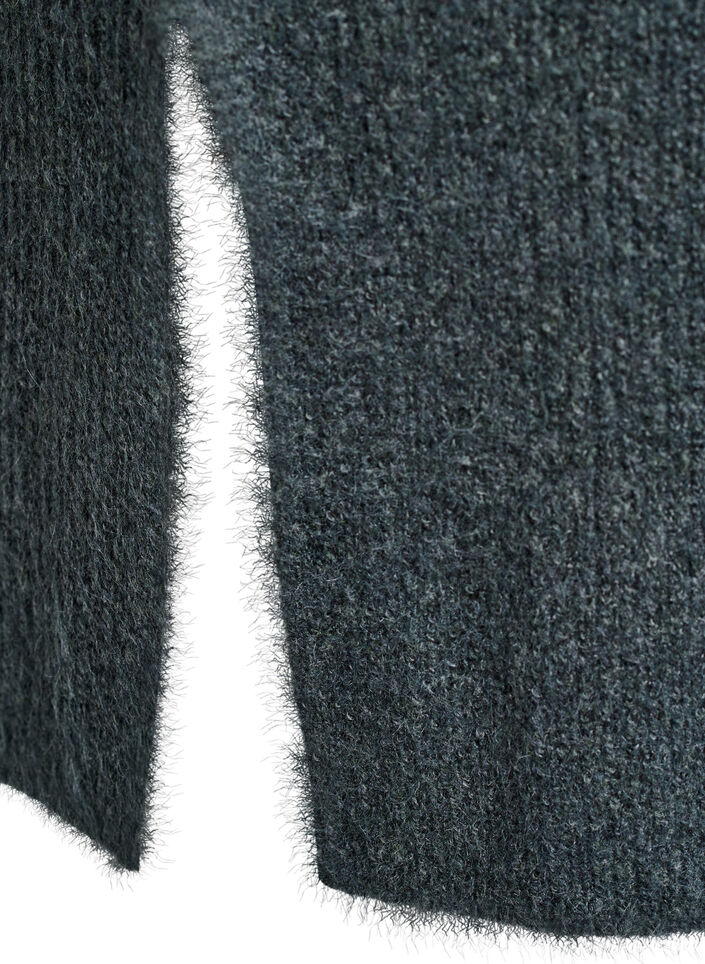 Lange gebreide jurk met hoge hals, Groen, Packshot image number 3