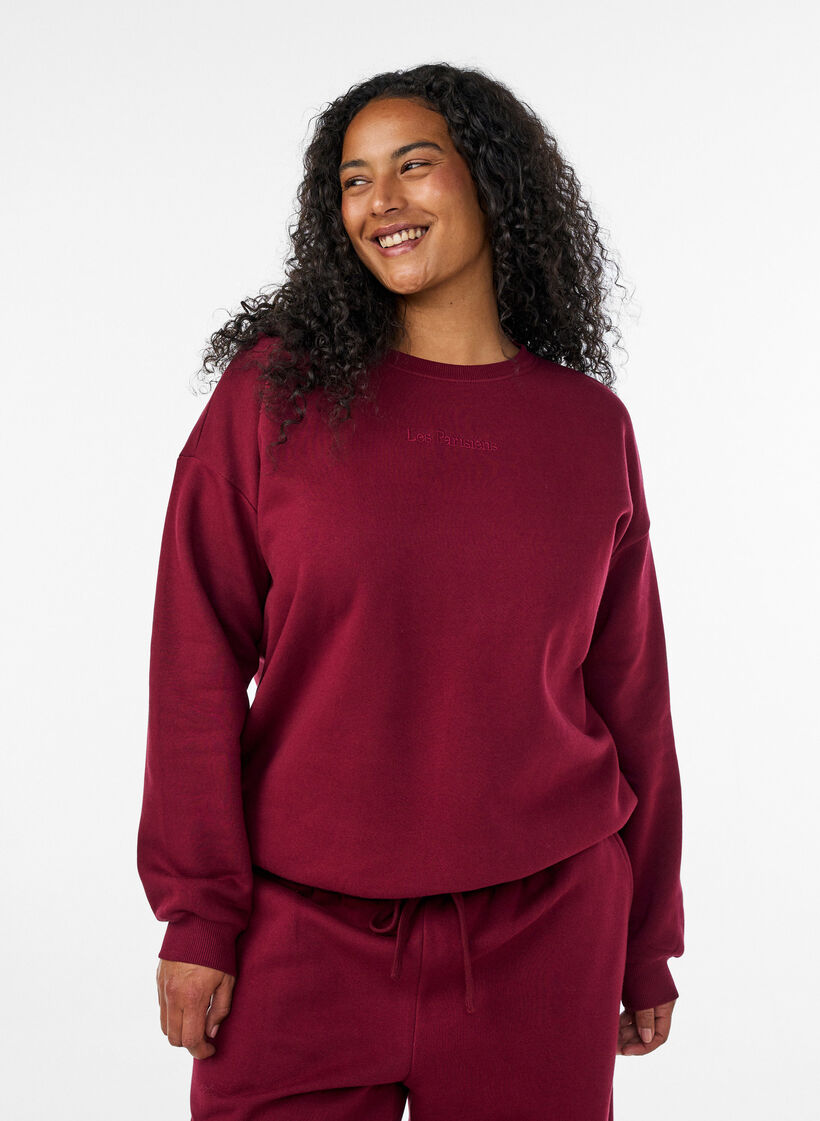 Sweatshirt met tekstprint, Rood, Model image number 0