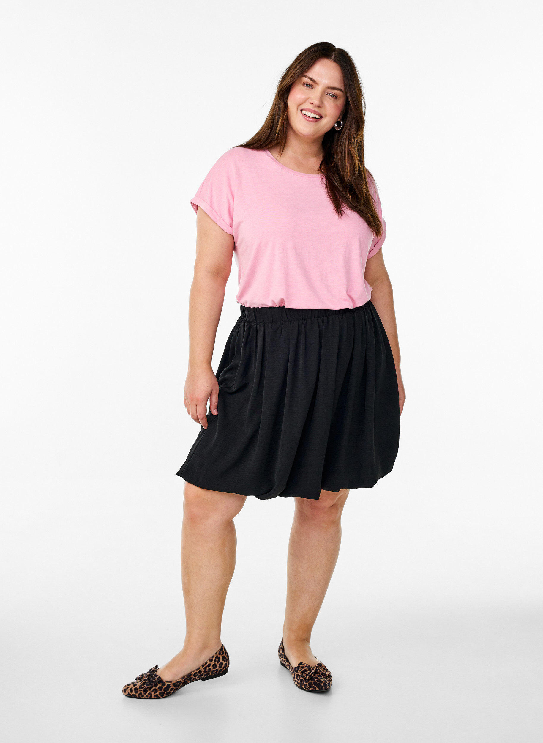 ZizziLos T-shirt met ronde hals, Roze, Model image number 1