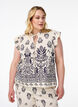 Mouwloze blouse met ruche en print, Beige, Model image number 0