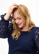 Kanten blouse met lange mouwen, Navy Blazer, Model image number 2