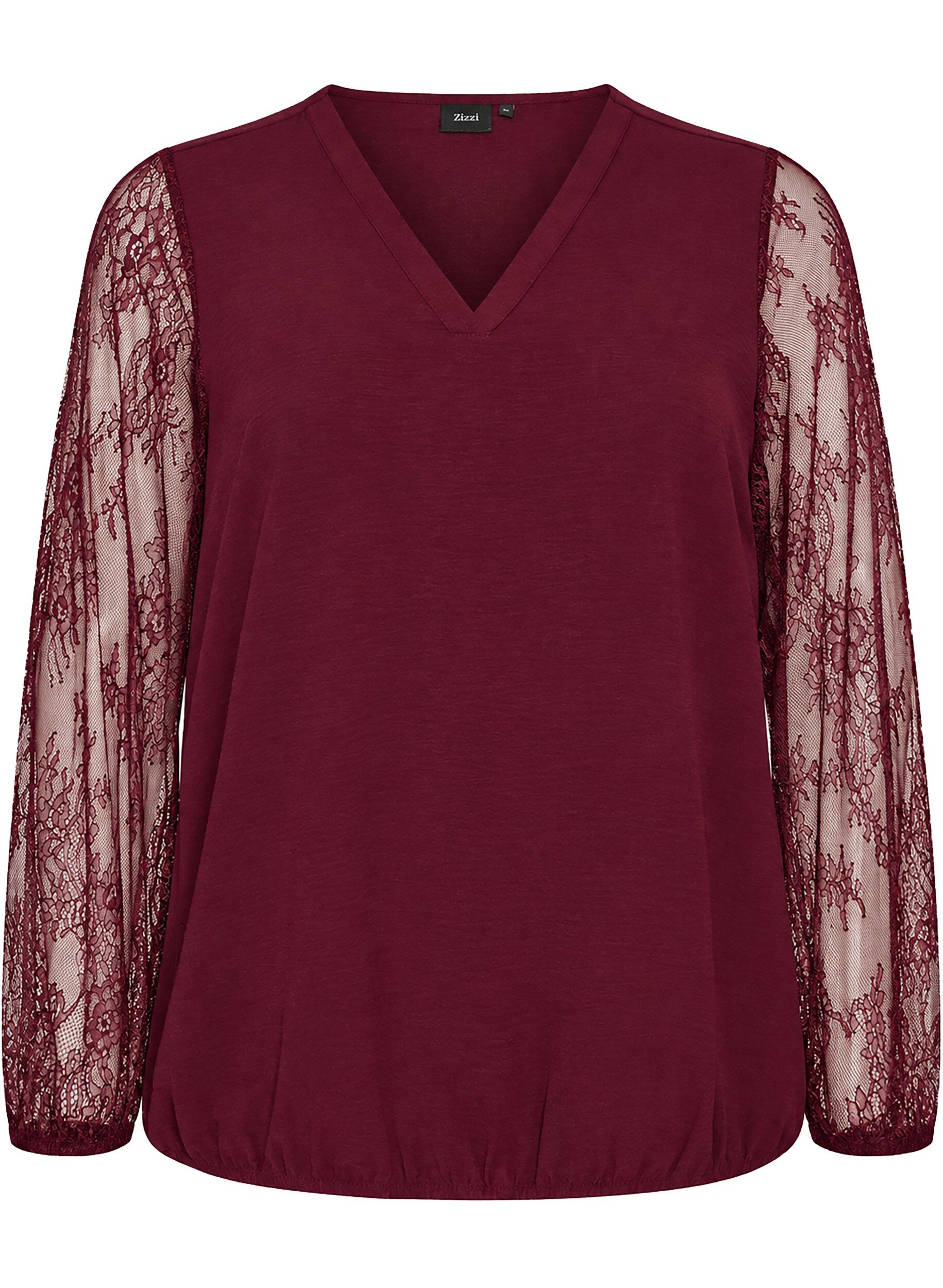 Blouse met kanten mouwen en ballonvorm