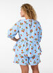 Katoenen shorts met een tomatenprint en hoge taille, Blauw, Model image number 2