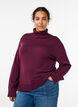 Gebreide blouse met col en knopen aan de zijkant, Donker Bordeaux, Model image number 0