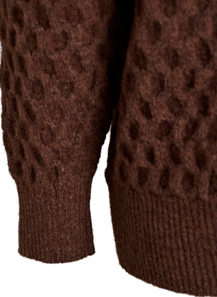Trui met een hoge hals en textuur, Bruin, Packshot