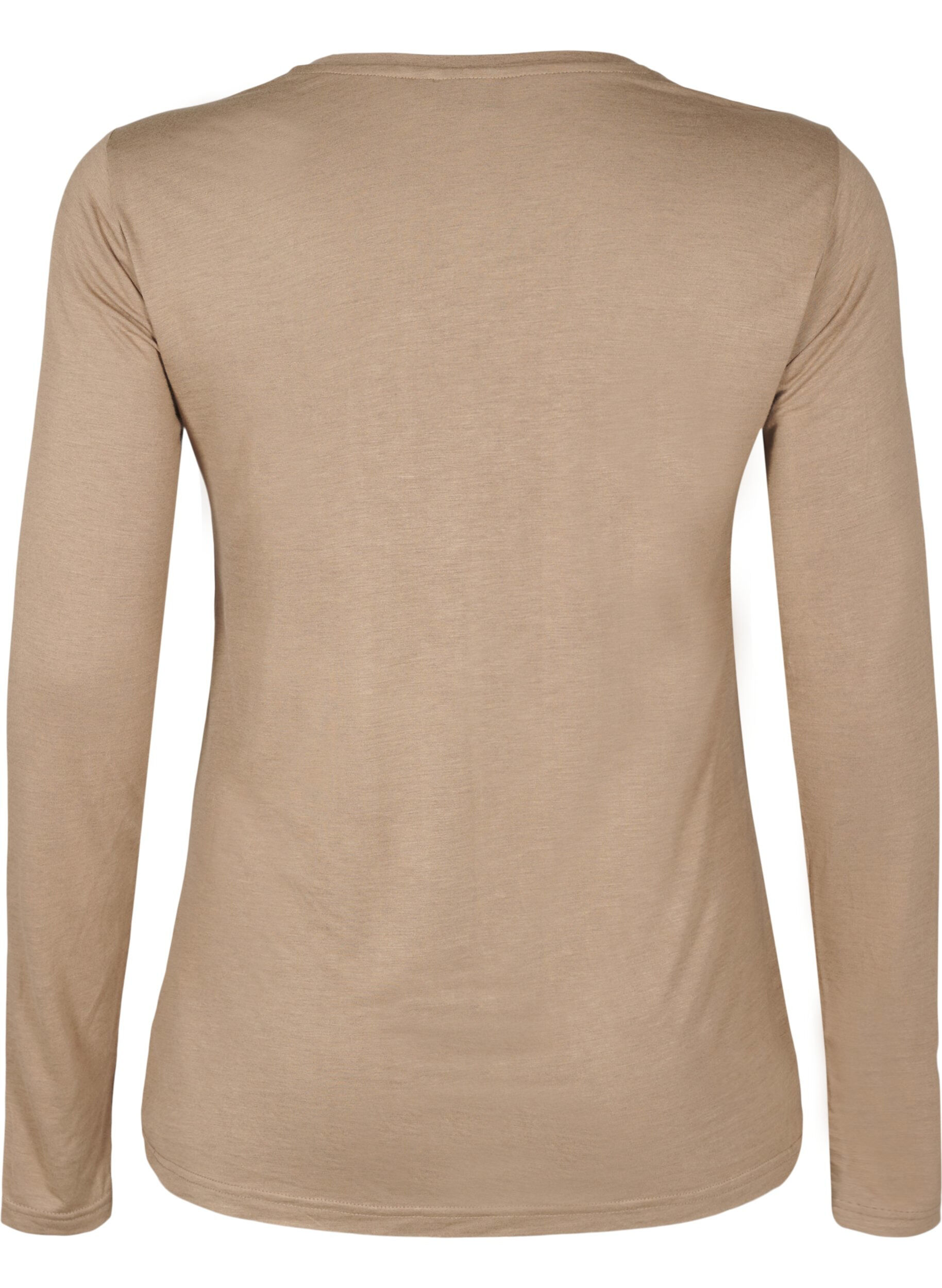 ZizziBlouse met lange mouwen van wol en viscose, Bruin, Packshot image number 1