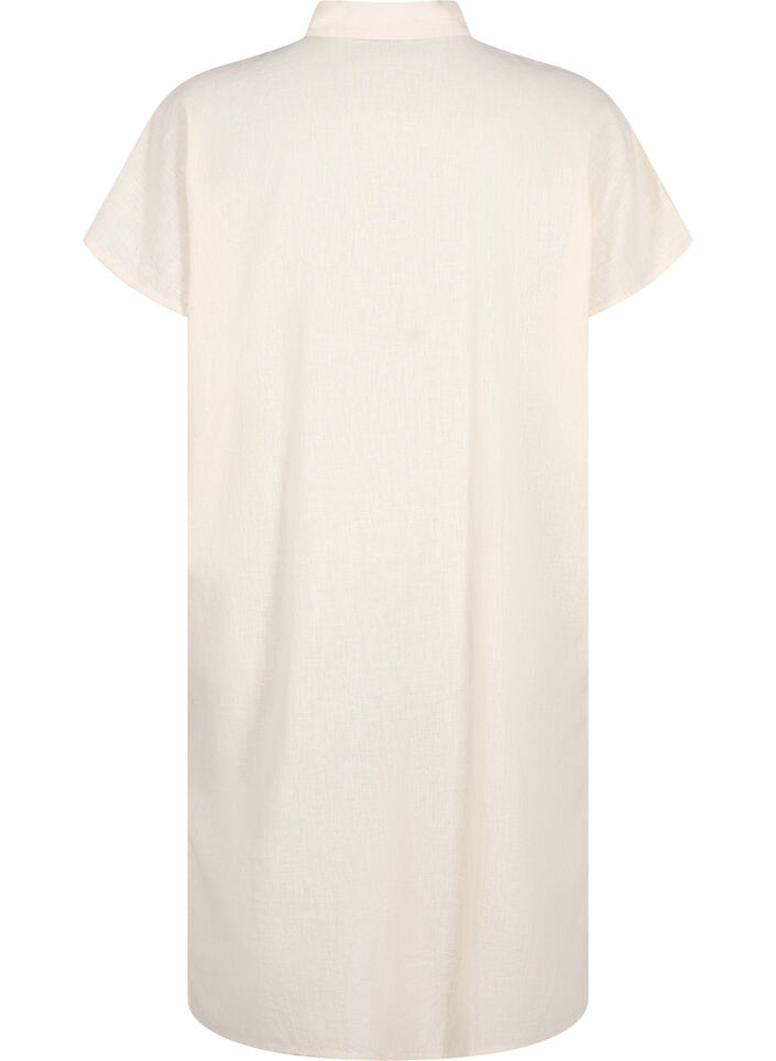 Lang shirt van katoenmix met linnen, Beige, Packshot image number 1