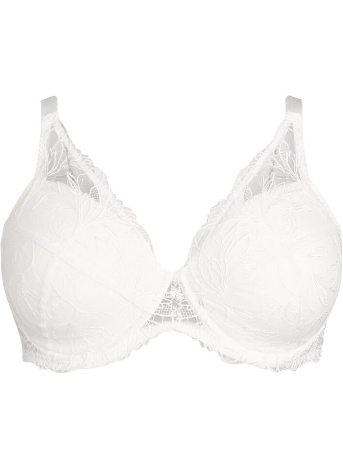 Gevoerde kanten beha met beugel, Wit, Packshot image number 0